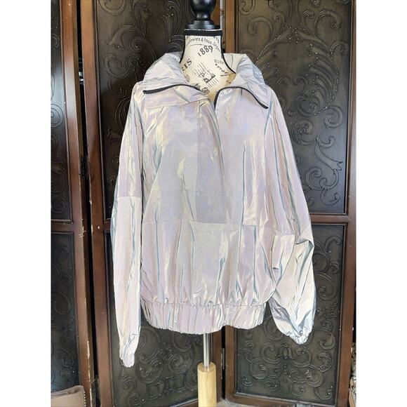 Pretty Little Thing Gray Reflective 1/2 Zip Jacket Women's Size 8 - Picture 1 of 5
